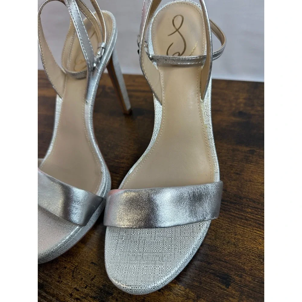 Sam Edelman Leather Jade Silver Metallic Platform Stiletto Pumps Size 11 M Heels - Picture 8 of 16